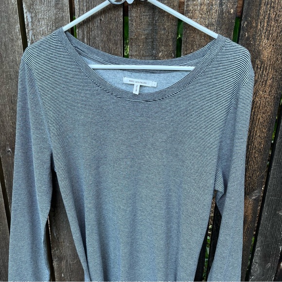 Avec Les Filles Striped Long Sleeve Wrap Dress Gray Sz L - Picture 8 of 16